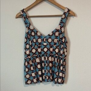 LOFT Blue & White Printed Tank Top
